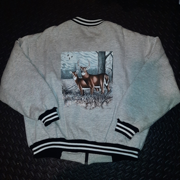 Vintage quilted lined animal print bomber unisex jacket - Picture 5 of 12